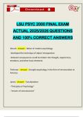 LSU PSYC 2000 FINAL EXAM ACTUAL 2025&sol;2026 QUESTIONS AND 100&percnt; CORRECT ANSWERS