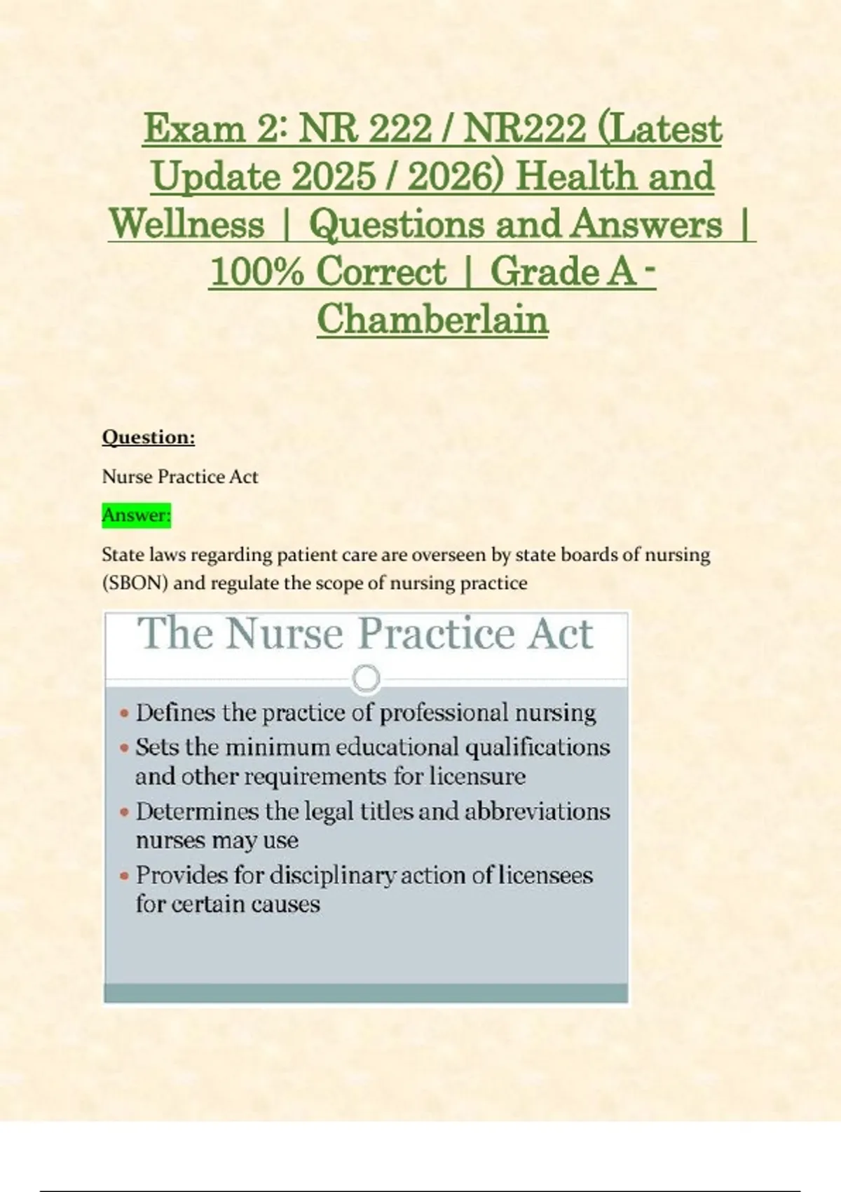Exam 2: NR 222 / NR222 (Latest Update 2025 / 2026) Health and Wellness ...