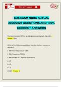 SDS EXAM NBRC ACTUAL 2025&sol;2026 QUESTIONS AND 100&percnt; CORRECT ANSWERS
