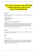 AHA PALS Provider Exam 2025&sol;2026 &ndash; Verified Questions and Correct Answers with Rationales