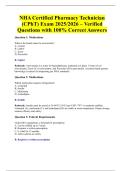 NHA Certified Pharmacy Technician &lpar;CPhT&rpar; Exam 2025&sol;2026 &ndash; Verified Questions with 100&percnt; Correct Answers