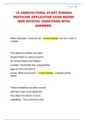 1A AGRICULTURAL PLANT KANSAS  PESTICIDE APPLICATOR EXAM BRAND  NEW OFFICIAL QUESTIONS WITH  ANSWERS&period;