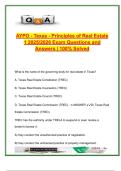 Texas Real Estate Principles 1 &ndash; 100&plus; Exam Questions with Answers &vert; Licensing&comma; TRELA&comma; Ethics&comma; Contracts &vert; 2025&sol;2026