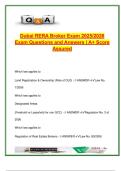 Dubai RERA Broker Exam 2025&sol;2026 &vert; 150&plus; Verified Questions & Answers &vert; Real Estate Laws&comma; EJARI&comma; Escrow&comma; SIMSARI