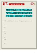 PRO TOOLS 210 M FINAL EXAM ACTUAL 2025&sol;2026 QUESTIONS AND 100&percnt; CORRECT ANSWERS