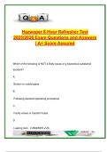 HAZWOPER 8-Hour Refresher Test 2025&sol;2026 &vert; 100&plus; Verified Q&A &vert; OSHA&comma; PPE&comma; Decontamination&comma; Hazard Classes&comma; Emergency Response