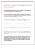 Real Estate Indiana Broker Exam Questions With Correct Answers