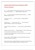 Indiana Real Estate Exam Questions With Correct Answers