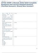 COTAC EXAM 1 Newest 2025&sol;2026 Complete  Questions And Correct Detailed Answers  &lpar;Verified Answers&rpar; &vert;Brand New Version&excl;&excl; 