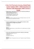 New York Pharmacist Licensing  Actual Exam &lpar;Latest Update 2025 &sol; 2026&rpar; Questions & Answers with Rationales&vert; 100&percnt; Correct &vert; Grade&period;