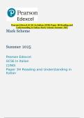 Pearson Edexcel GCSE In Italian &lpar;1IN0&rpar; Paper 3H Reading and Understanding in Italian Mark Scheme Summer 2025