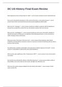 DC US History Final Exam Review Questions And Correctly Well Defined Answers&period;