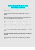Water Supply Quiz 2 with Accurate Answers