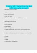 Chapter 14 - Water Supply Quiz with Accurate Answers