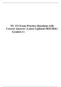 NU 131 Exam Practice Questions with Correct Answers &vert; Latest Updated 2025&sol;2026 &vert; Graded A&plus;&period;