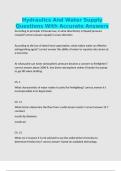 Hydraulics And Water Supply Questions With Accurate Answers