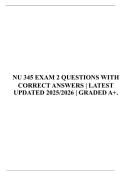 NU 345 EXAM 2 QUESTIONS WITH CORRECT ANSWERS &vert; LATEST UPDATED 2025&sol;2026 &vert; GRADED A&plus;&period;