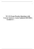 NU 131 Exam Practice Questions with Correct Answers &vert; Latest Updated 2025&sol;2026 &vert; Graded A&plus;&period;