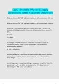 CDC - Mobile Water Supply Questions with Accurate Answers