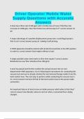 Driver Operator Mobile Water Supply Questions with Accurate Answers