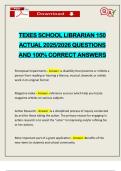 TEXES SCHOOL LIBRARIAN 150 ACTUAL 2025&sol;2026 QUESTIONS AND 100&percnt; CORRECT ANSWERS