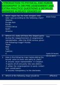 INTRODUCTION TO PHYSICAL AND HUMAN GEOGRAPHY D-199 PRE-ASSESSMENT AND EXTRA PRACTICE QUESTIONS & DETAILED ANSWERS ALREADY GRADED A&plus;