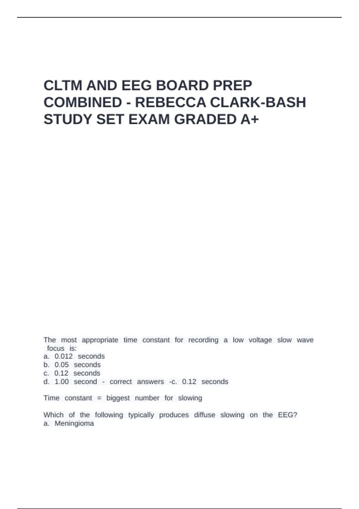 CLTM and EEG Board Prep Combined - Rebecca Clark-Bash Study Set - CLTM ...