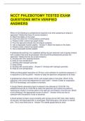 NCCT PHLEBOTOMY TESTED EXAM QUESTIONS WITH VERIFIED ANSWERS 