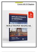 Solution Manual for Applied Strength of Materials 7th Edition by Mott 2022 PDF &vert; Complete Step-by-Step Solutions&comma; Worked Examples&comma; and Explanations &vert; Covers Stress&comma; Strain&comma; Torsion&comma; Bending&comma; Shear&comma; Deflection&comma; Combined Loading&comma; and Fatigue Analysis &vert; Comp