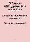 CFT Monitor USMC Exam 2025&sol;2026 &vert; Official Questions & Correct Answers with A&plus; Guarantee