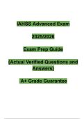 IAHSS Advanced Exam 2025&sol;2026 &ndash; Verified Questions & Answers with A&plus; Grading