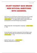 GOJET HAZMAT QUIZ BRAND  NEW OFFICIAL QUESTIONS  WITH ANSWERS&period;