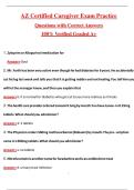 AZ Certified Caregiver Exam Practice Questions and Guide Answers &lpar;Latest 2026&sol;2027 Update&rpar;&comma; 100&percnt; Verified Graded A&plus;