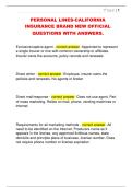 PERSONAL LINES-CALIFORNIA  INSURANCE BRAND NEW OFFICIAL  QUESTIONS WITH ANSWERS&period; 
