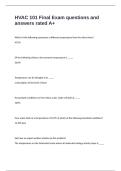 HVAC 101 Final Exam questions and answers rated A&plus; 
