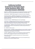 California Certified  Engineering Geologist Study  Guide Questions With 100&percnt;  Accurate Answers 2025&sol;2026