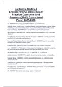 California Certified  Engineering Geologist Exam  Practice Questions And  Answers &lpar;100&percnt; Guaranteed  Pass&rpar; 2025&sol;2026