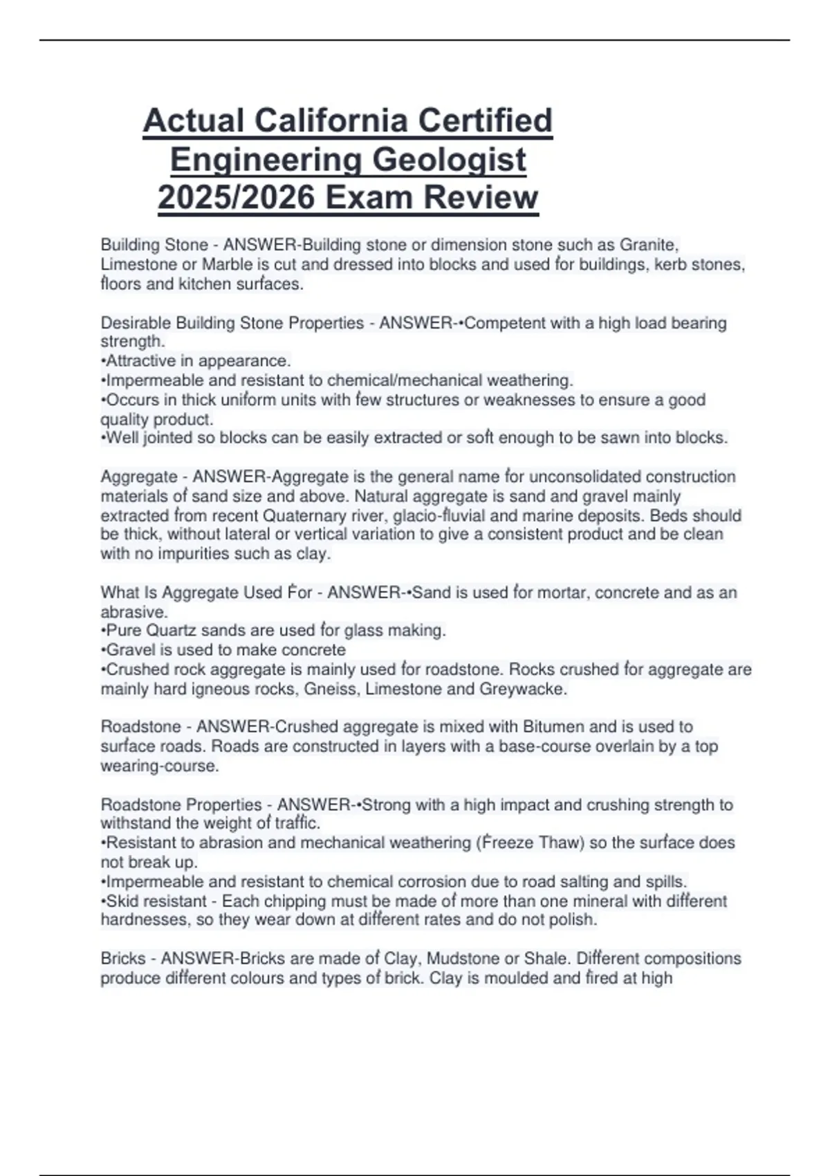 Actual California Certified Engineering Geologist 2025/2026 Exam Review ...