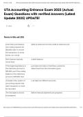 UTA Accounting Entrance Exam 2025 &lpar;Actual Exam&rpar; Questions with verified Answers &lpar;Latest Update 2025&rpar; UPDATE&excl;
