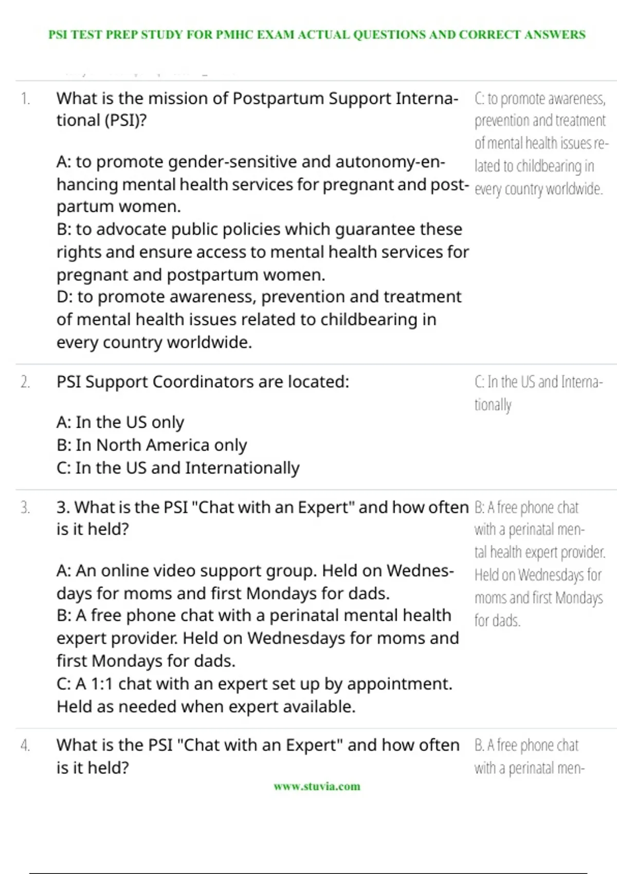Psi Test Example PSI Test Prep Study for PMHC Exam – Verified Questions & Answers with ...