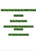 PSI Test Prep Study for PMHC Exam 2025-2026 &ndash; Verified Questions & Answers with A&plus; Grading