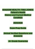 Shadow Health &ndash; Tina Jones Health History 2025-2026 &ndash; Verified Questions & Answers with A&plus; Grading