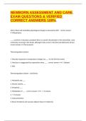 NEWBORN ASSESSMENT AND CARE EXAM QUESTIONS & VERIFIED CORRECT ANSWERS 100&percnt; 