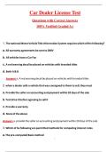 Car Dealer License Test &lpar;Latest 2026&sol;2027 Update&rpar; Complete Questions and Guide Answers&comma; 100&percnt; Verified Graded A&plus;