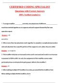 Certified Coding Specialist Complete Questions and Guide Answers &lpar;Latest 2026&sol;2027 Update&rpar; 100&percnt; Verified Graded A&plus;