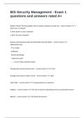 BIS Security Management - Exam 1 questions and answers rated A&plus;