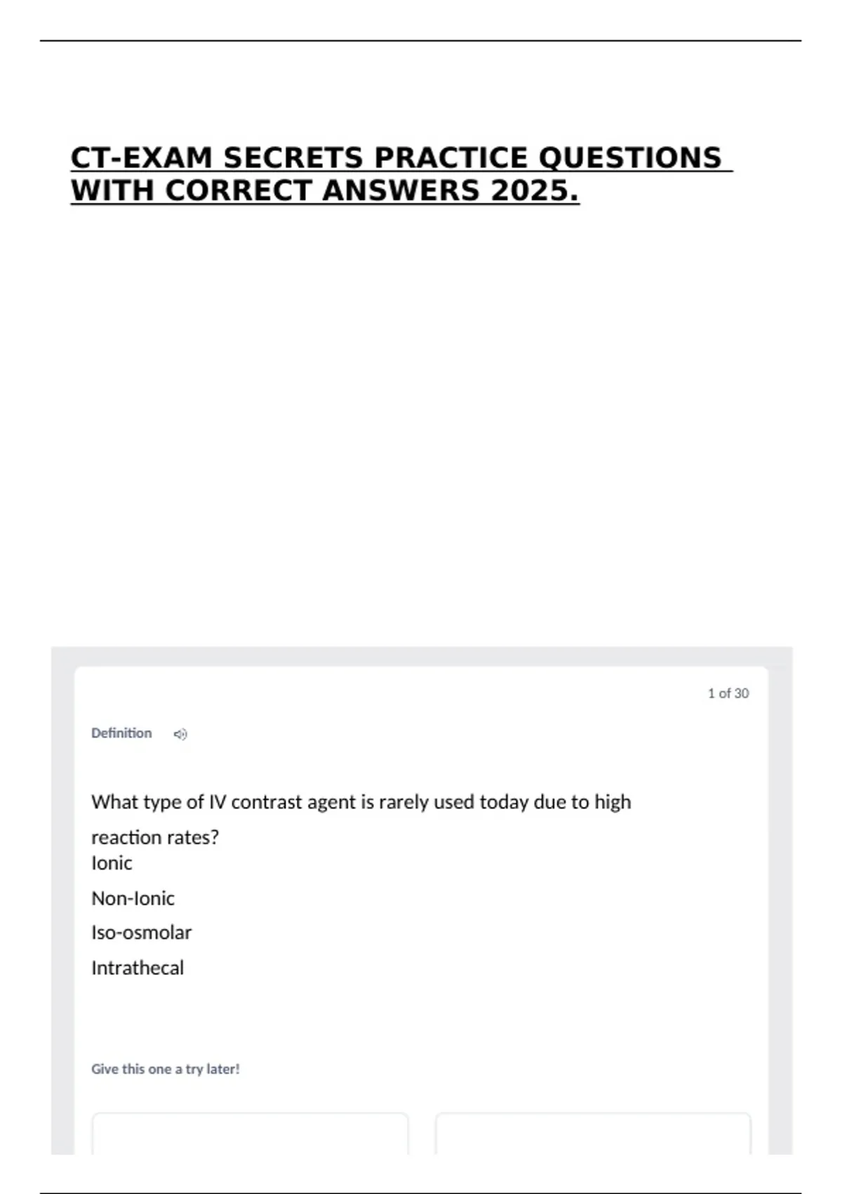 CT-EXAM SECRETS PRACTICE QUESTIONS WITH CORRECT ANSWERS 2025. - C T ...