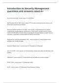 Introduction to Security Management questions and answers rated A&plus;
