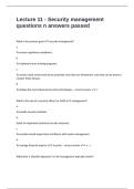 Lecture 11 - Security management questions n answers passed