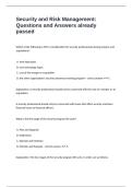 Security and Risk Management Questions and Answers already passed